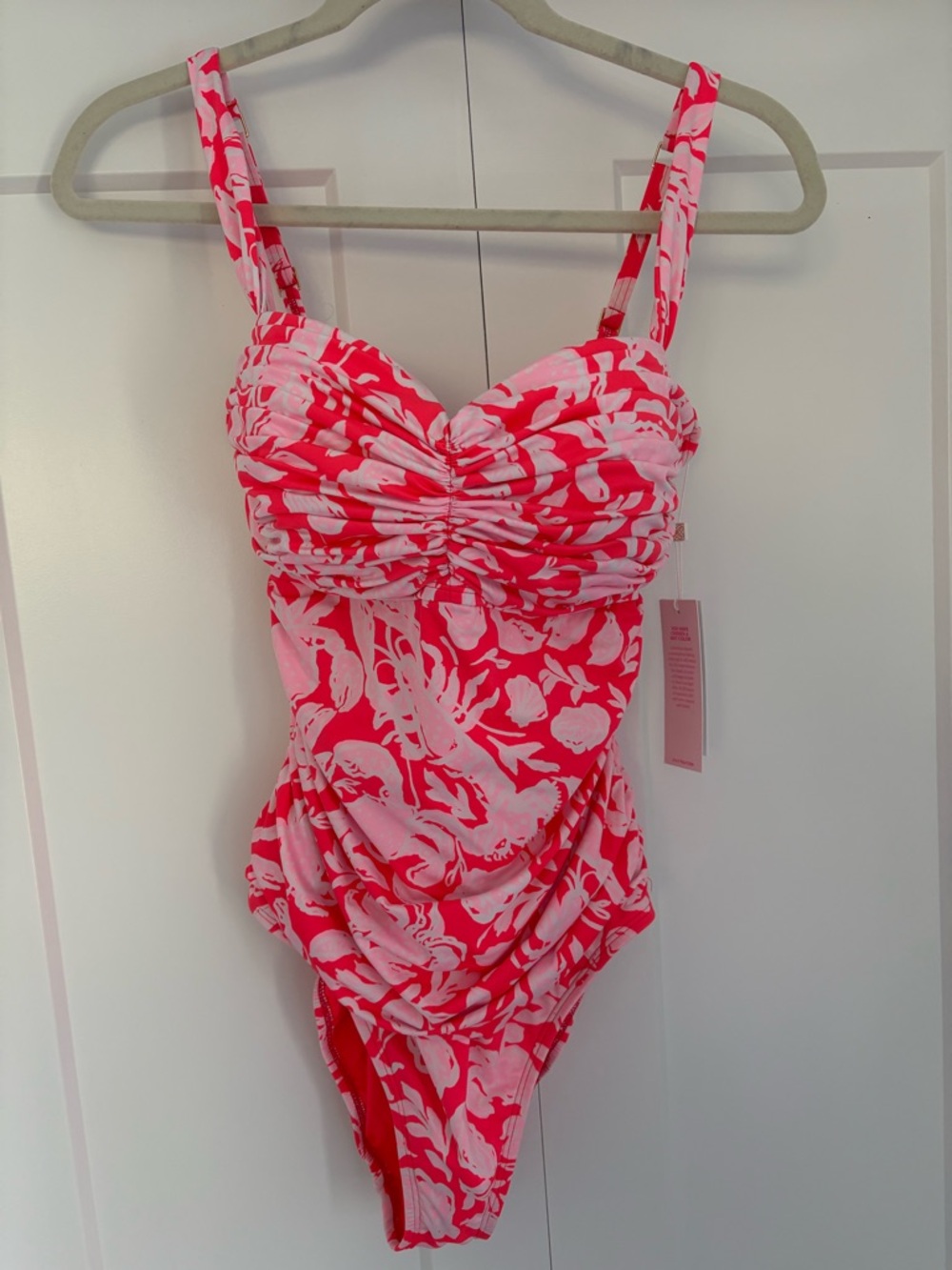 Lilly Pulitzer Pink Floral Ruched One-Piece Swimsuit
